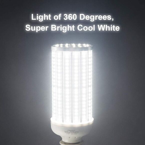 DooVii 2-Pack 500W Equivalent LED Corn Bulb,5500 Lumen 6000K,Cool Daylight LED - Picture 4 of 9